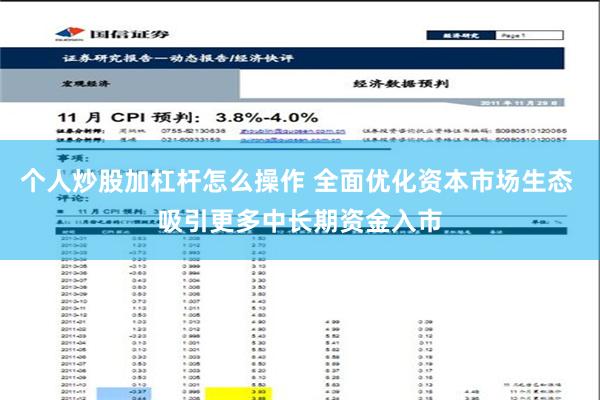 个人炒股加杠杆怎么操作 全面优化资本市场生态 吸引更多中长期资金入市