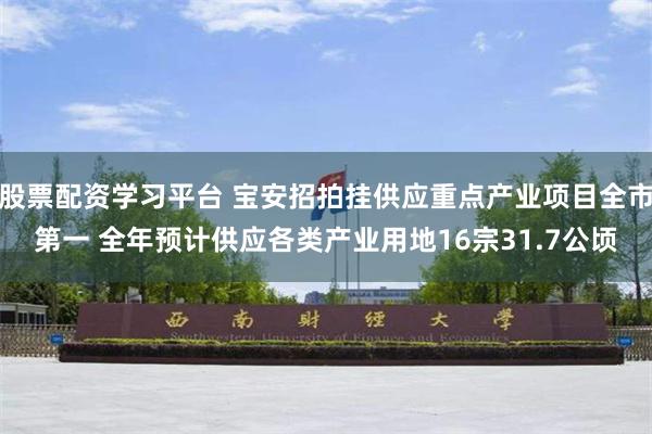 股票配资学习平台 宝安招拍挂供应重点产业项目全市第一 全年预计供应各类产业用地16宗31.7公顷