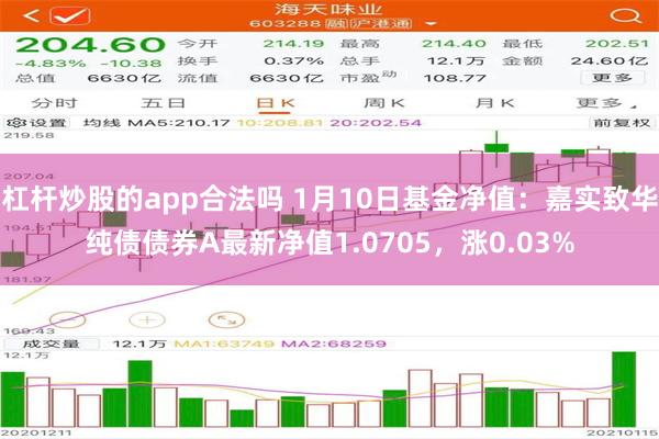 杠杆炒股的app合法吗 1月10日基金净值：嘉实致华纯债债券A最新净值1.0705，涨0.03%